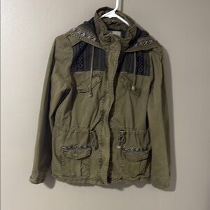 Maurices Olive Green Jacket with Patterned Accents